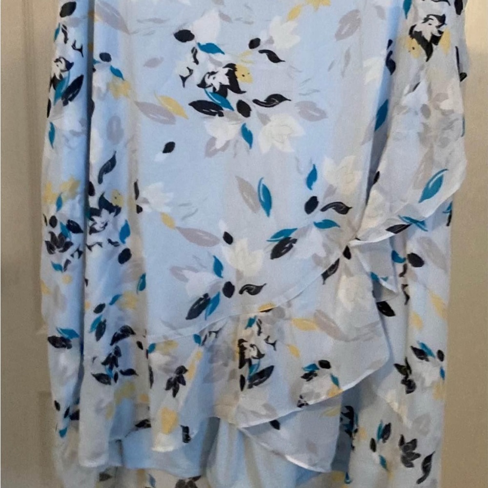 Floral Ruffle Blouse in Blue‎ and Yellow